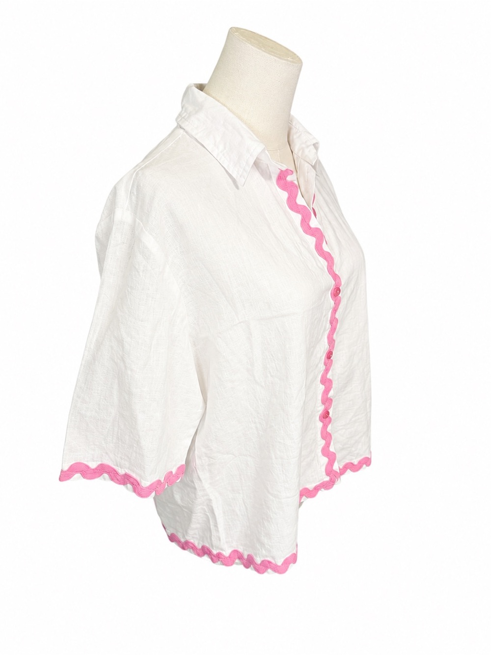Style House Linen Pink Ric Rac Shirt NWT - Picture 5 of 7